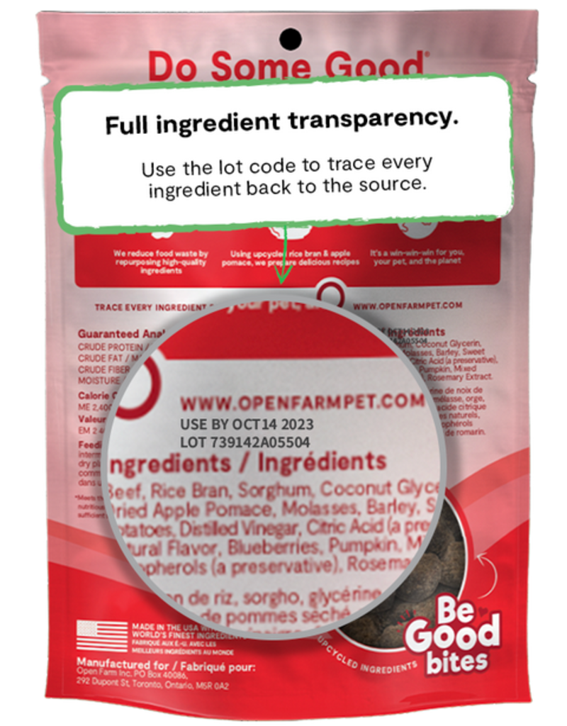 Open Farm Open Farm Be Good Bites Dog Treats | Soft & Chewy Grass Fed Beef Recipe 6 oz
