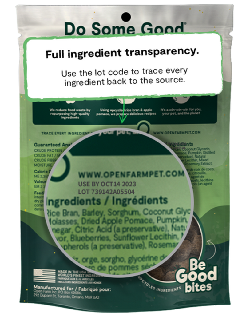 Open Farm Open Farm Be Good Bites Dog Treats | Soft & Chewy Plant & Pumpkin Recipe 6 oz