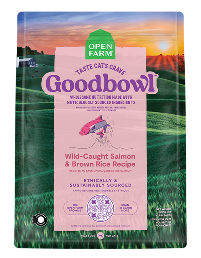 Open Farm z Open Farm Oven Baked Cat Kibble | Goodbowl Wild Caught Salmon & Brown Rice Recipe 3 lb