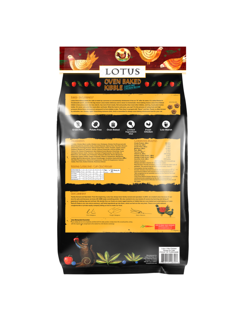 Lotus Natural Pet Food z Lotus Oven Baked Cat  Kibble | Grain Free Chicken Recipe 11 lb