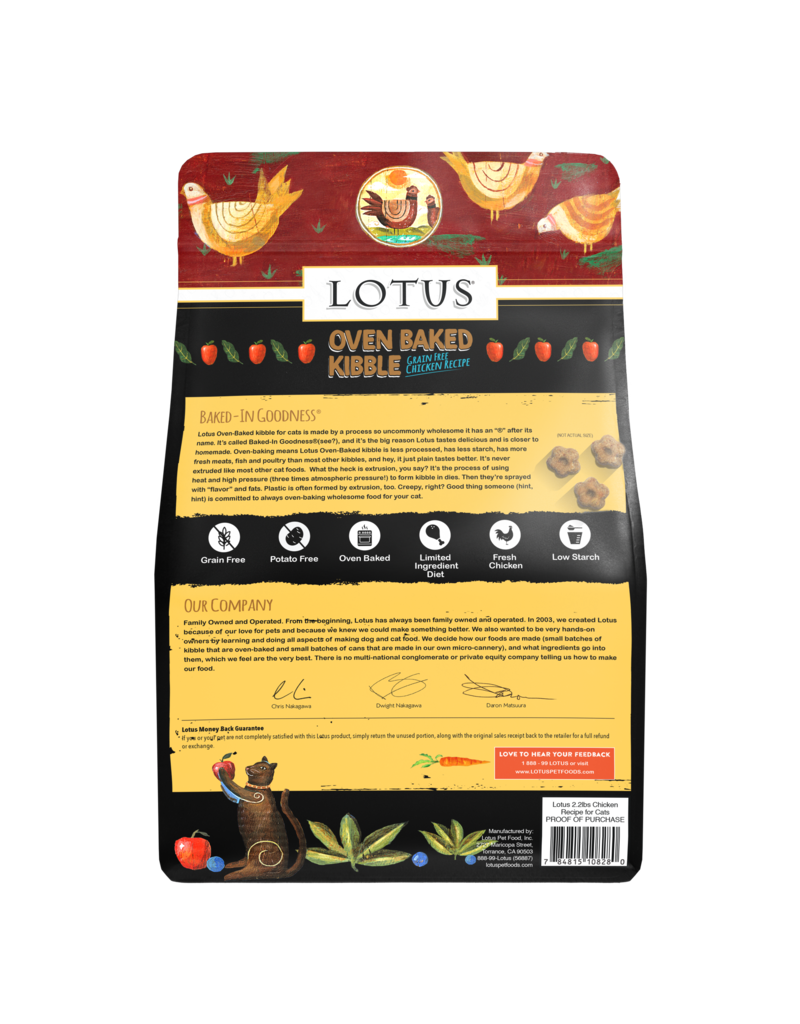 Lotus Natural Pet Food z Lotus Oven Baked Cat  Kibble | Grain Free Chicken Recipe 2.2 lb