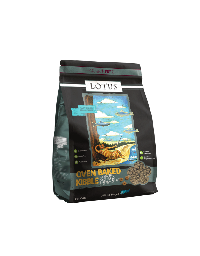 Lotus Natural Pet Food z Lotus Oven Baked Cat  Kibble | Grain Free Sardine & Herring Recipe 2.2 lb