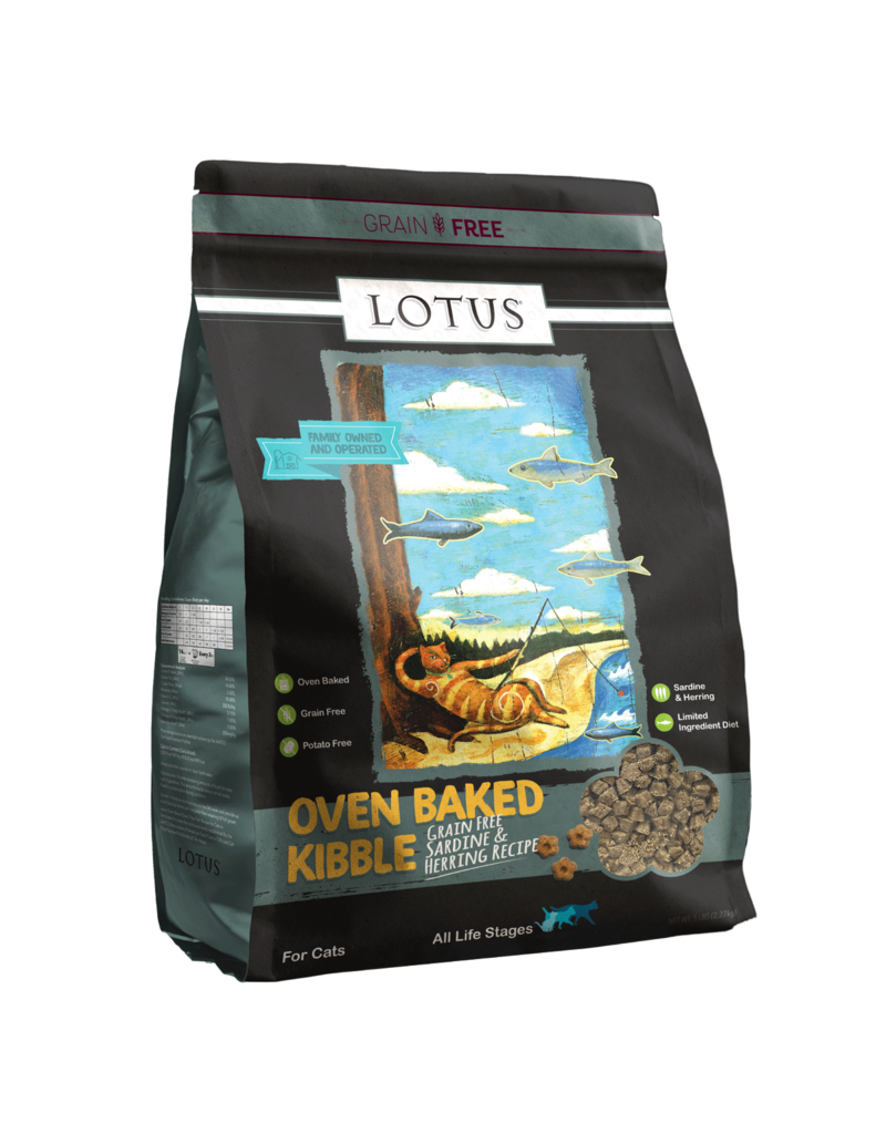 Lotus Natural Pet Food z Lotus Oven Baked Cat  Kibble | Grain Free Sardine & Herring Recipe 5 lb