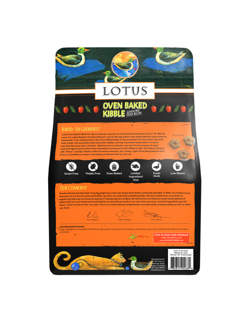 Lotus Natural Pet Food Lotus Oven Baked Cat  Kibble | Grain Free Duck Recipe 5 lb