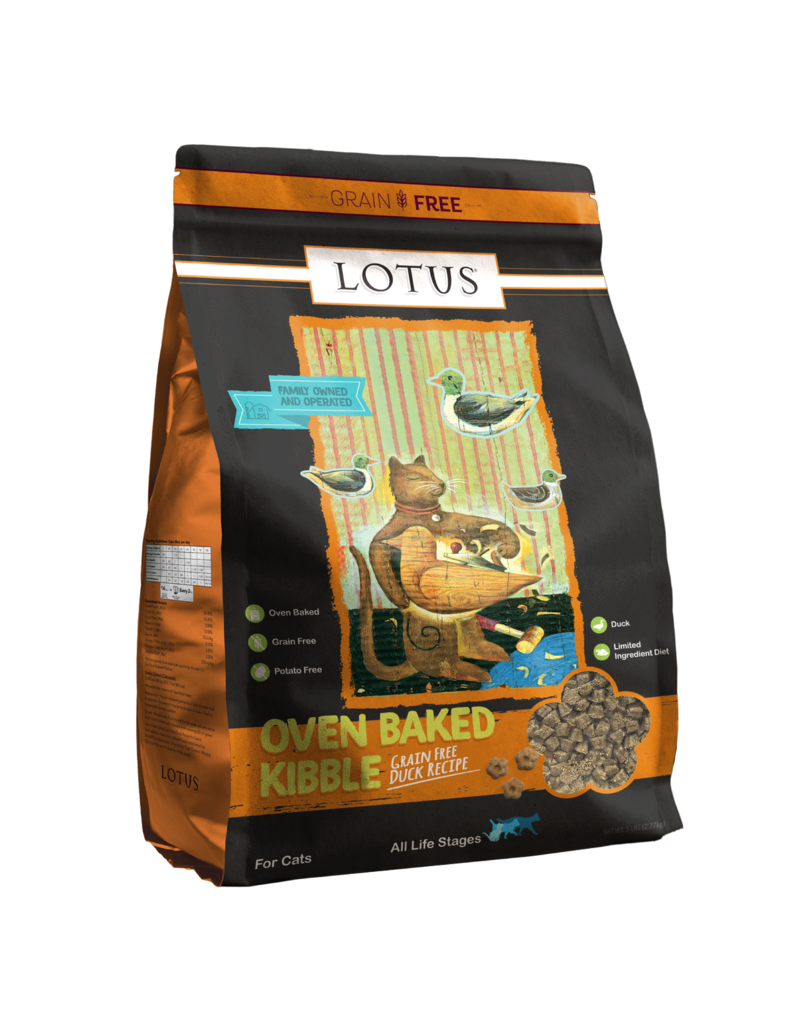Lotus Natural Pet Food z Lotus Oven Baked Cat  Kibble | Grain Free Duck Recipe 5 lb