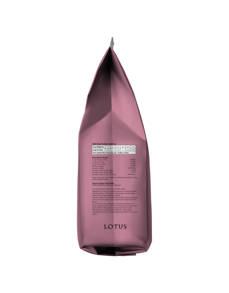 Lotus Natural Pet Food DISC/D Lotus Oven Baked Dog  Kibble | Grain Free Small Bites Turkey Recipe 4 lb