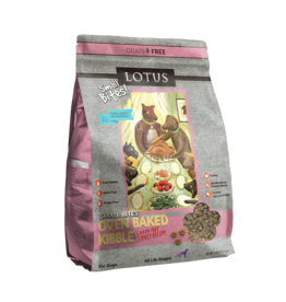 Lotus Natural Pet Food DISC/D Lotus Oven Baked Dog  Kibble | Grain Free Small Bites Turkey Recipe 4 lb