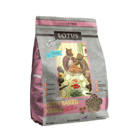 Lotus Natural Pet Food Lotus Oven Baked Dog  Kibble | Grain Free Small Bites Turkey Recipe 4 lb