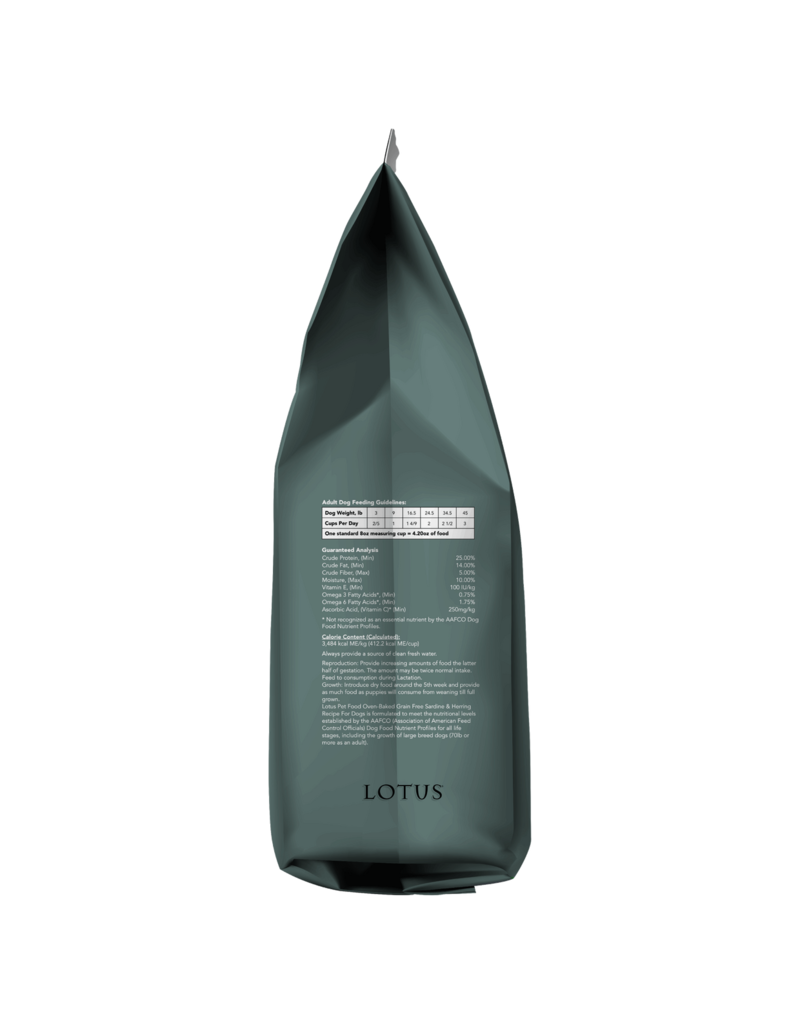 Lotus Natural Pet Food DISC/D Lotus Oven Baked Dog  Kibble | Grain Free Small Bites Sardine & Herring Recipe 4 lb