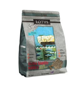Lotus Natural Pet Food DISC/D Lotus Oven Baked Dog  Kibble | Grain Free Small Bites Sardine & Herring Recipe 4 lb
