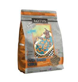 Lotus Natural Pet Food Lotus Oven Baked Dog  Kibble | Grain Free Small Bites Duck & Cassava Recipe 4 lb