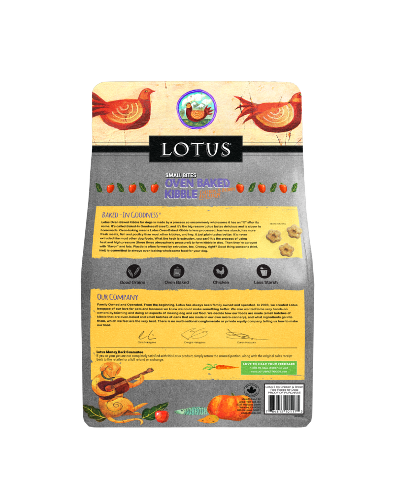 Lotus Natural Pet Food Lotus Oven Baked Dog Kibble | Small Bites Adult Chicken & Brown Rice Recipe 4 lb