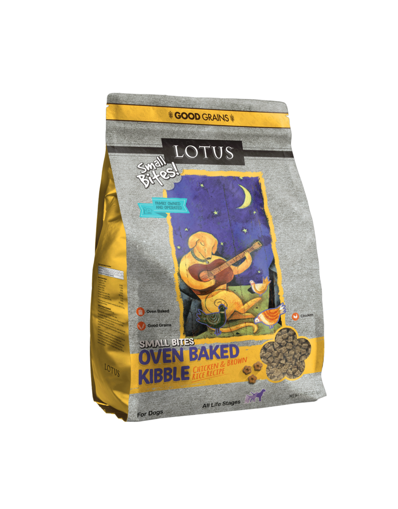 Lotus Natural Pet Food Lotus Oven Baked Dog Kibble | Small Bites Adult Chicken & Brown Rice Recipe 4 lb