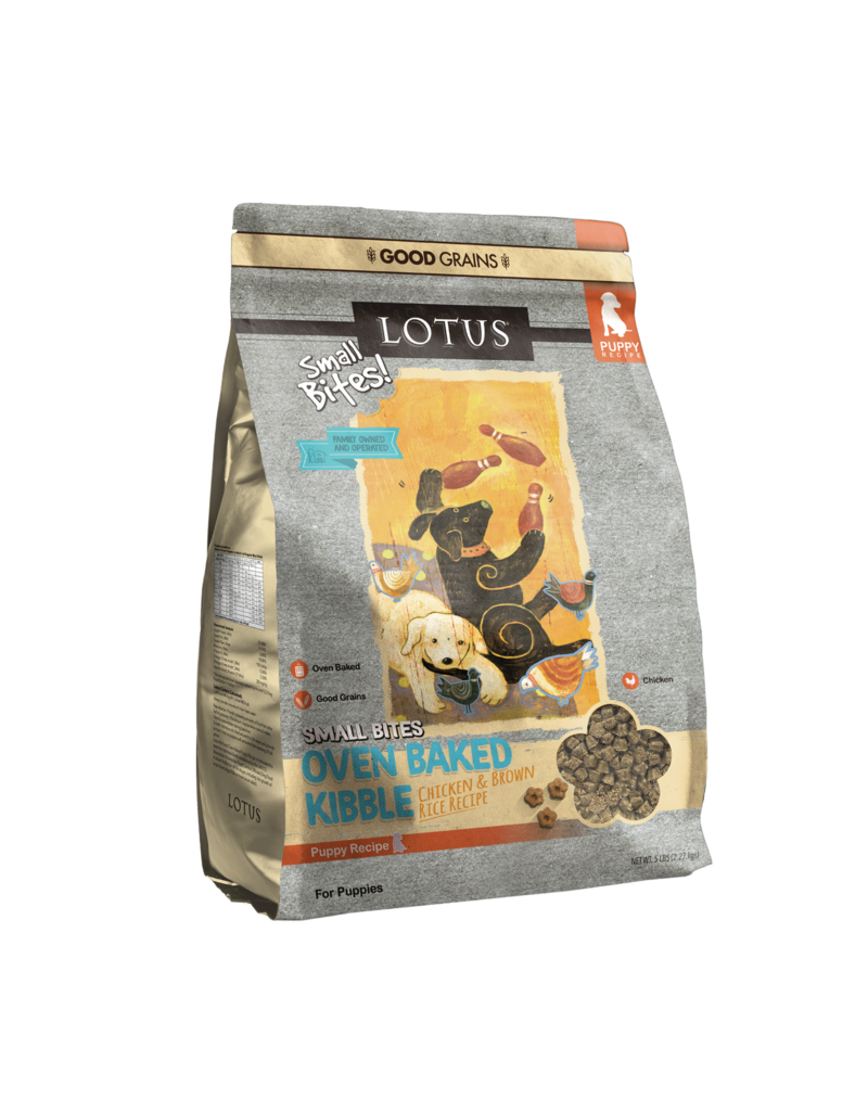 Lotus Natural Pet Food Lotus Oven Baked Dog  Kibble | Small Bites Puppy Chicken & Brown Rice Recipe 4 lb