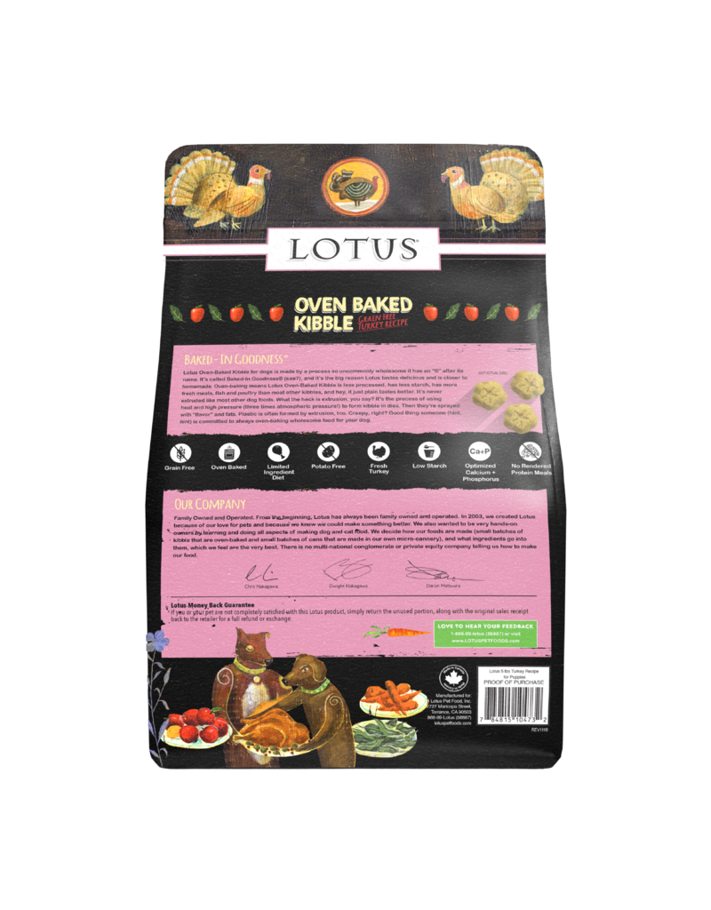 Lotus Natural Pet Food Lotus Oven Baked Dog  Kibble | Grain Free Turkey Recipe 4 lb