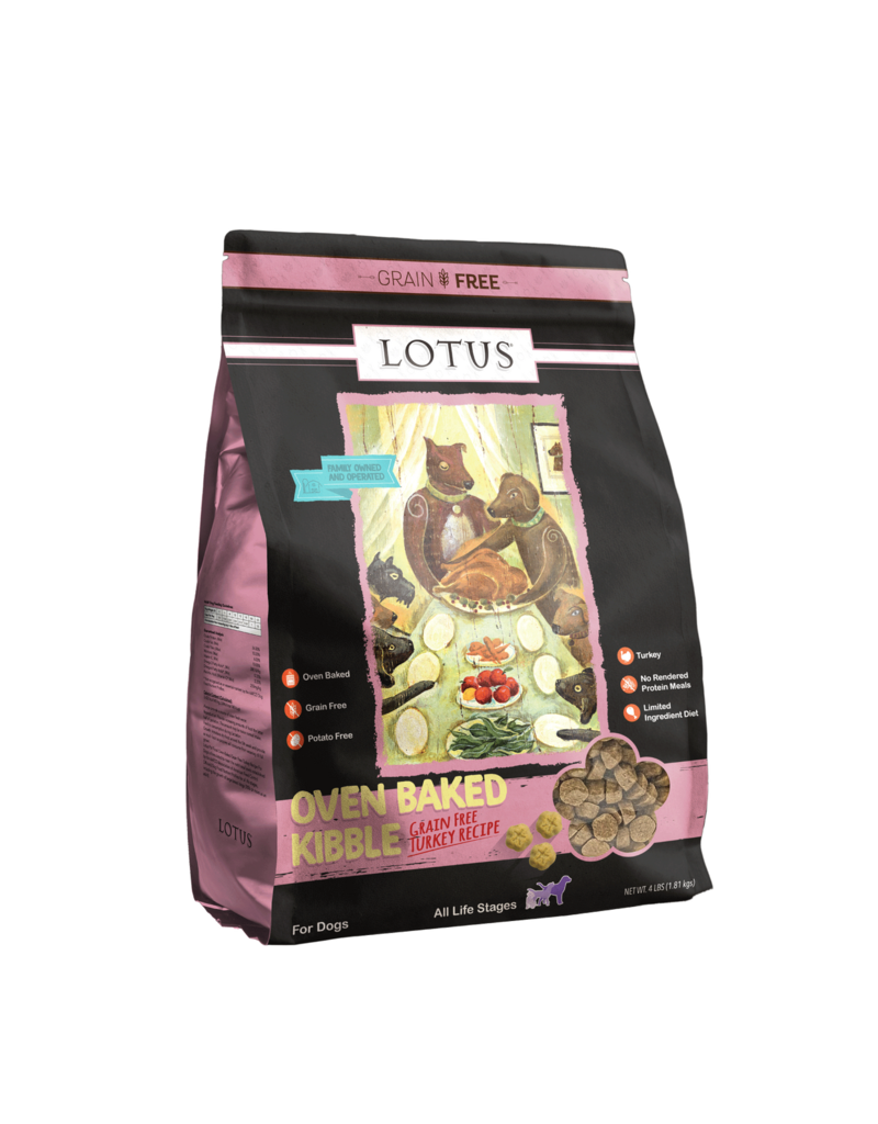 Lotus Natural Pet Food Lotus Oven Baked Dog  Kibble | Grain Free Turkey Recipe 4 lb