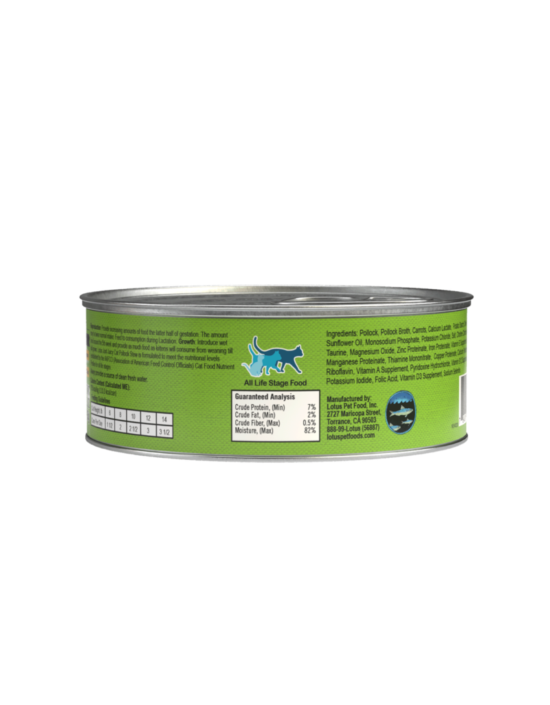 Lotus Natural Pet Food Lotus Just Juicy Canned Cat Food | Grain Free Pollock Stew 5.3 oz CASE/24