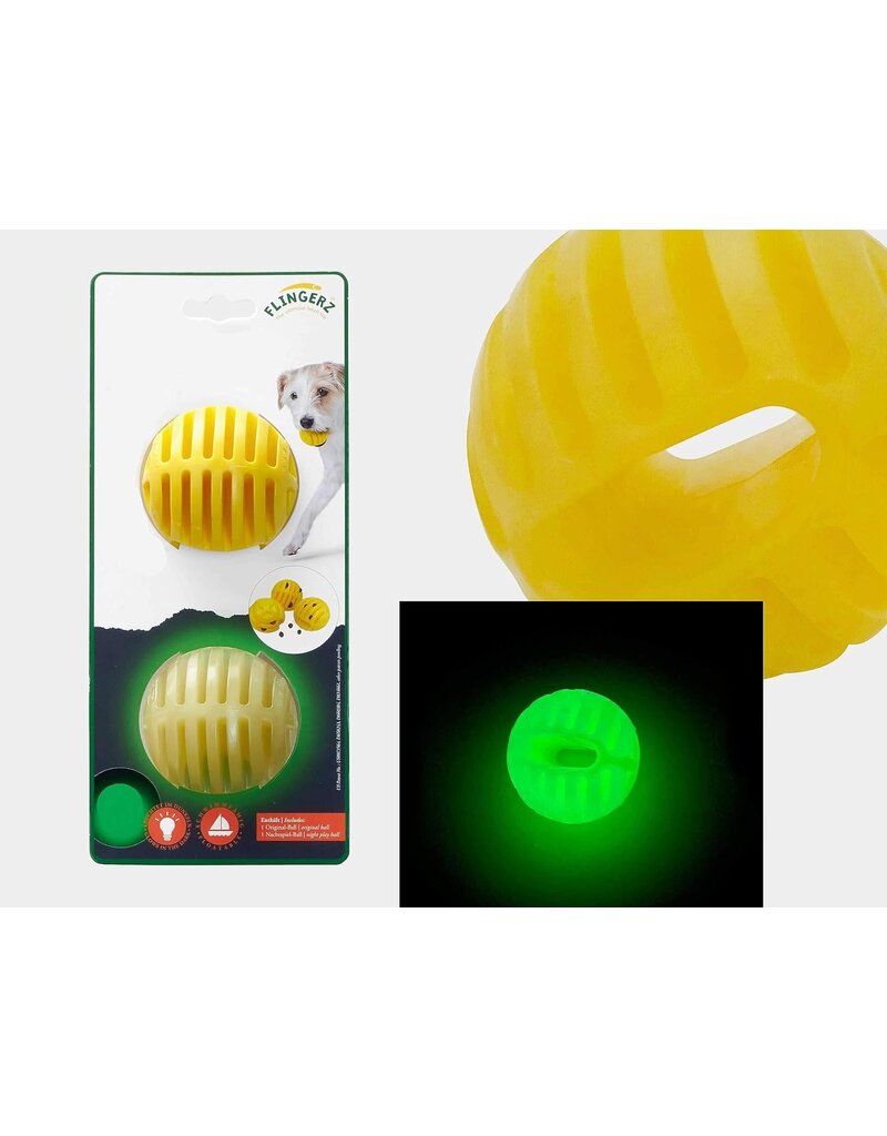 Flingerz Flingerz Dog Toys | Yellow & Glow Ball 2 pk