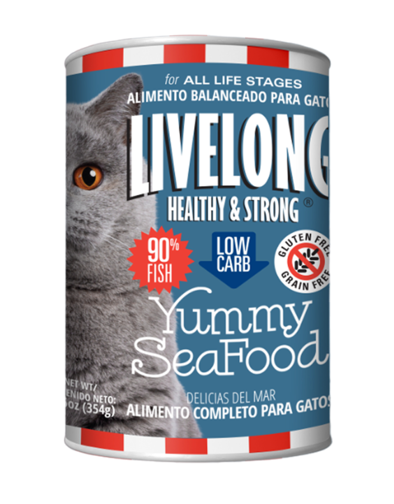 Livelong LiveLong Canned Cat Food | Yummy Seafood Salmon & Sardine 12.5 oz CASE