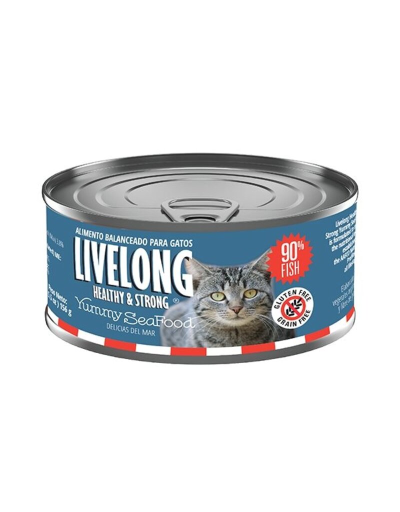 Livelong LiveLong Cat Canned Food Yummy Seafood Salmon & Sardine 5.5 oz CASE