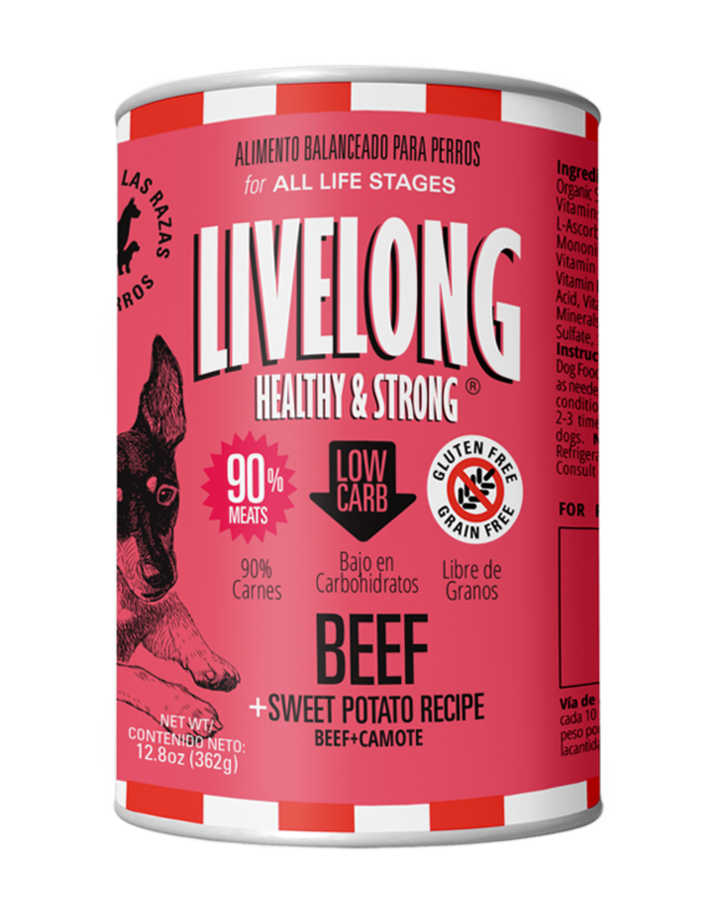 Livelong LiveLong Canned Dog Food | Beef & Sweet Potato Recipe 13 oz CASE