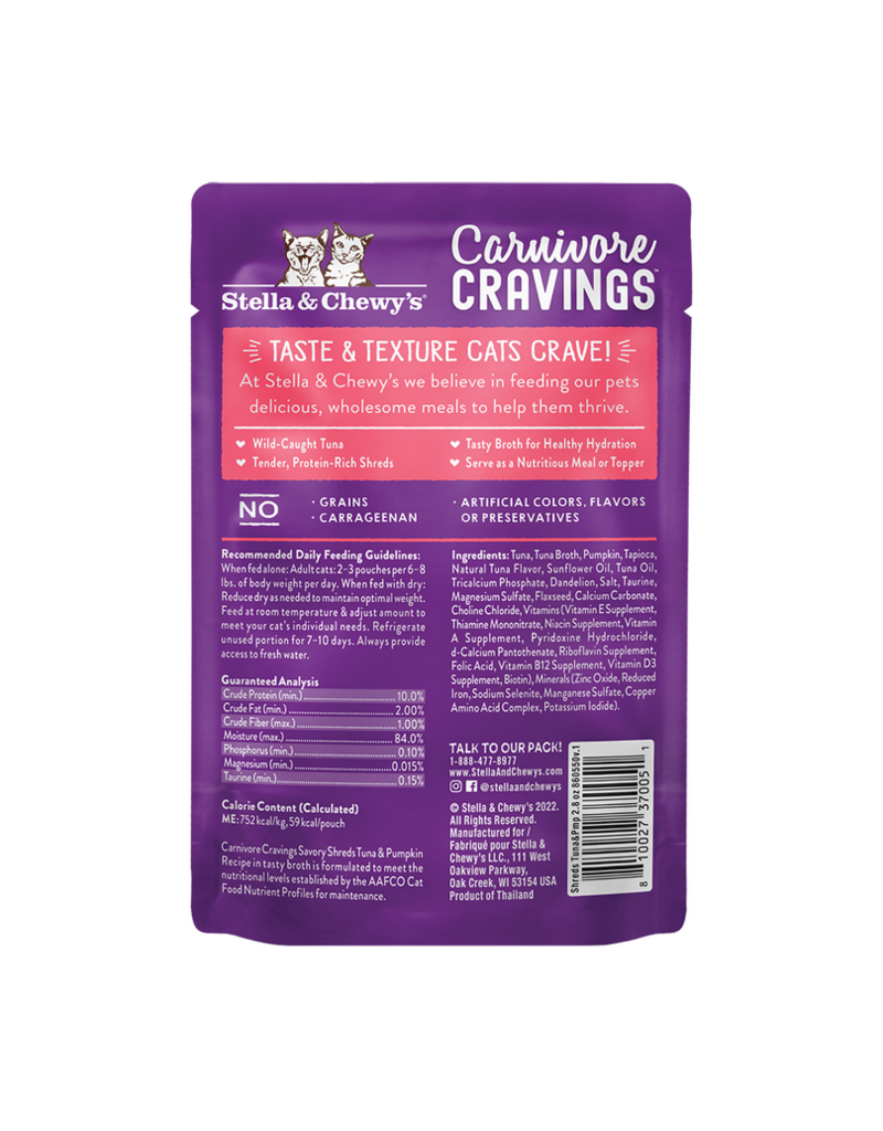 Stella & Chewy's Stella & Chewy's Carnivore Cravings Savory Shreds | Tuna & Pumpkin Pouch 2.8 oz CASE/24