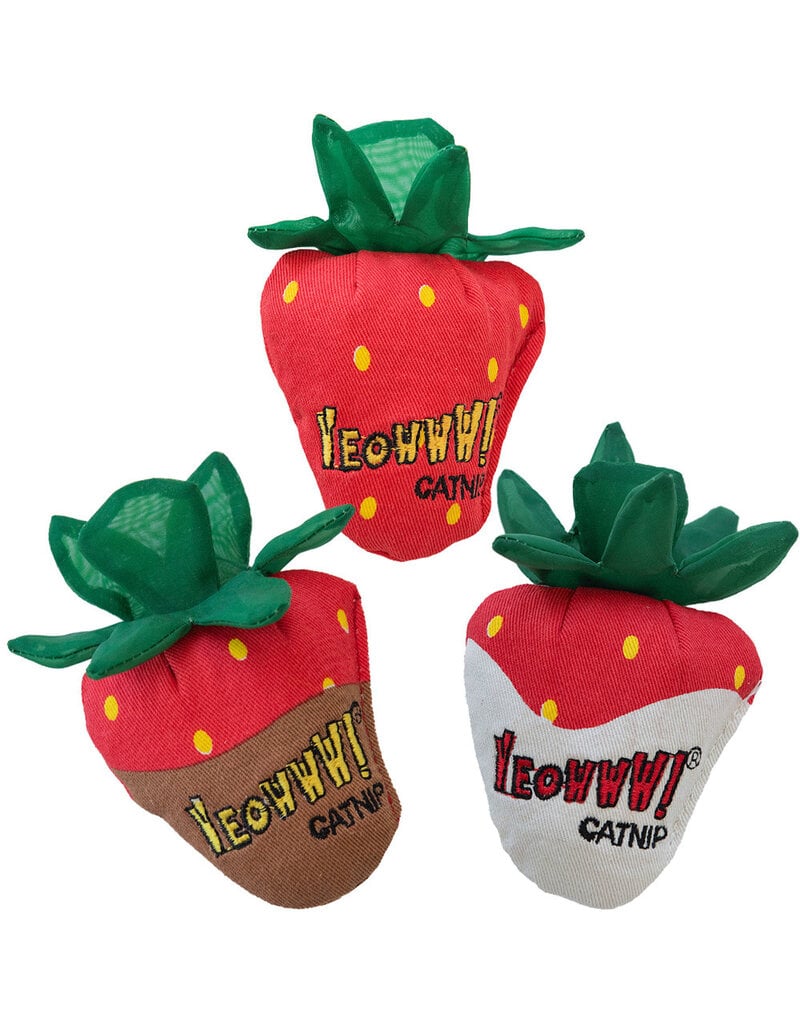 Yeowww! Yeowww! Catnip Cat Toys | Strawberries 3 pack