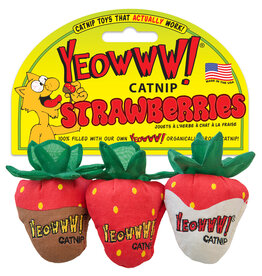 Yeowww! Yeowww! Catnip Cat Toys | Strawberries 3 pack
