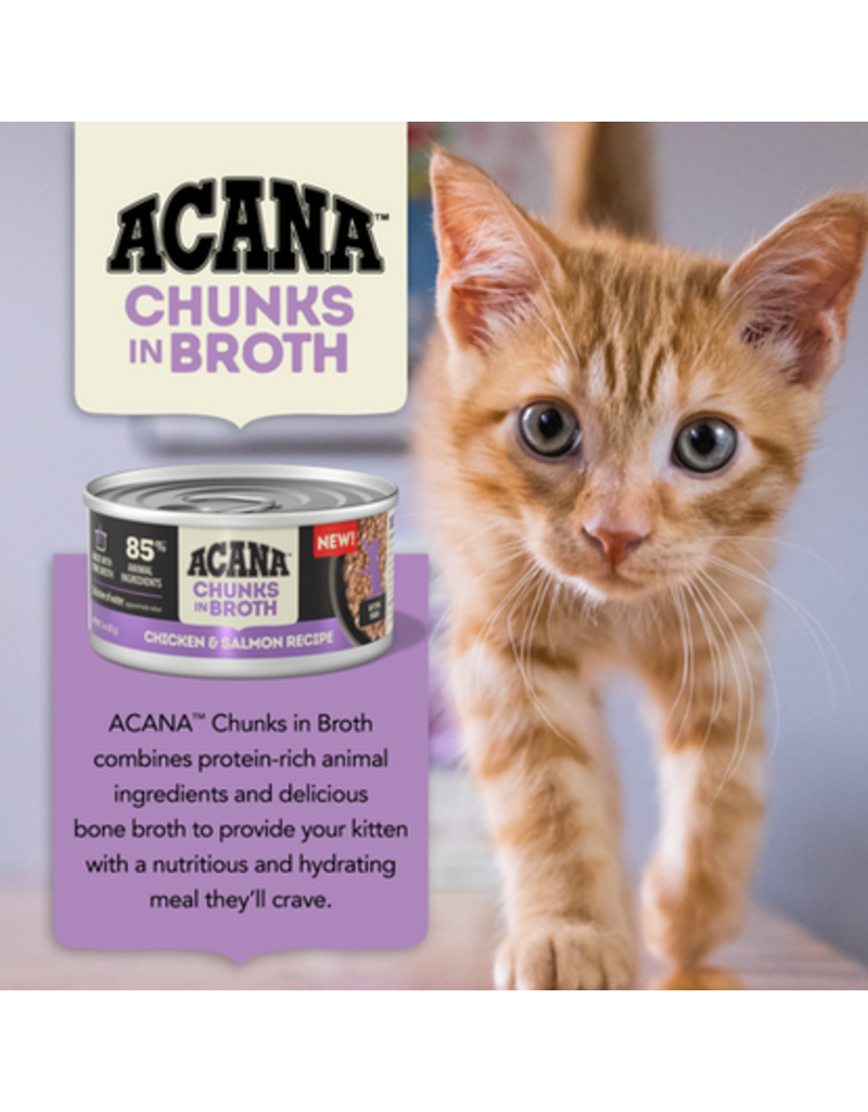 Acana Acana Canned Cat Food | Chicken & Salmon Kitten Recipe Chunks in Bone Broth 3 oz CASE/12