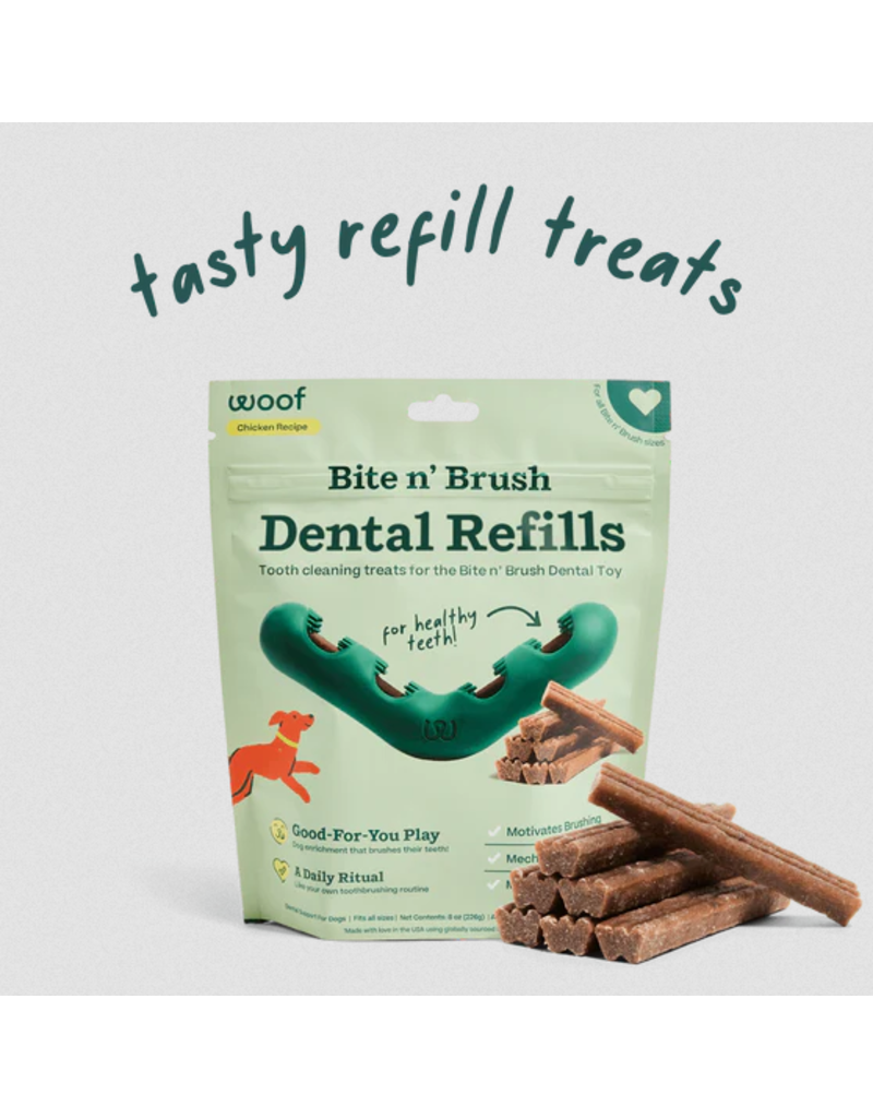 Woof Woof Bite N Brush | Chicken Recipe Refill Chews 18 ct