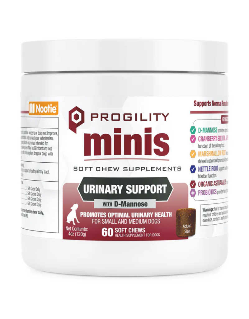 Nootie Nootie Progility Soft Chews | Urinary Support with D-Mannose for Dogs 60 Chews Mini