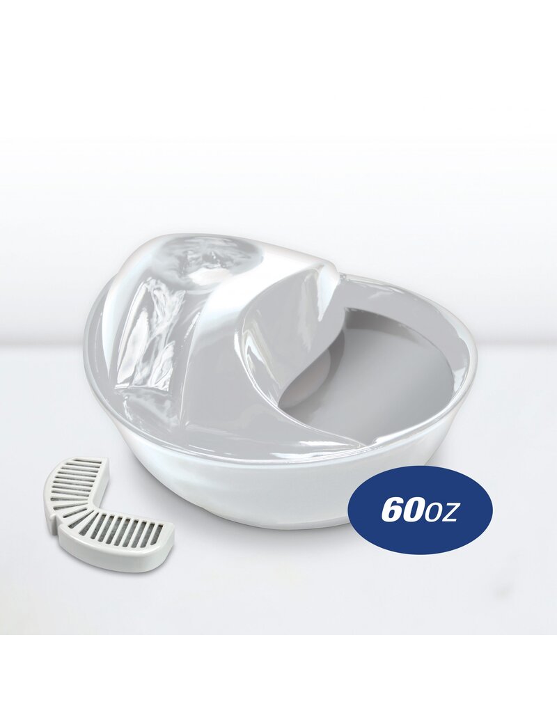 Pioneer Pet DISC/D Pioneer Pet Drinking Fountain | Raindrop Fountain Ceramic White 60 oz