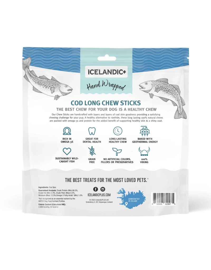 IcelandicPLUS Icelandic+ Chews | 10" Cod Skin Wrapped Chew Stick 12 pack
