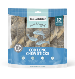 IcelandicPLUS Icelandic+ Chews | 10" Cod Skin Wrapped Chew Stick 12 pack