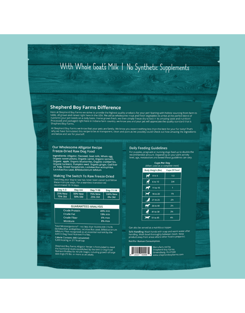 Shepherd Boy Farms Shepherd Boy Farms Food for Dogs | Freeze Dried Alligator 14 oz