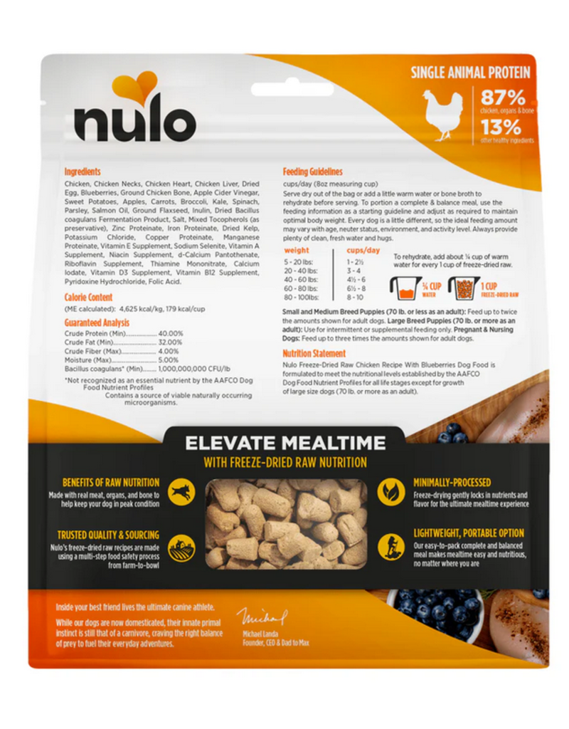 Nulo Nulo Freeze Dried Dog Food | Chicken & Blueberries Recipe 8 oz