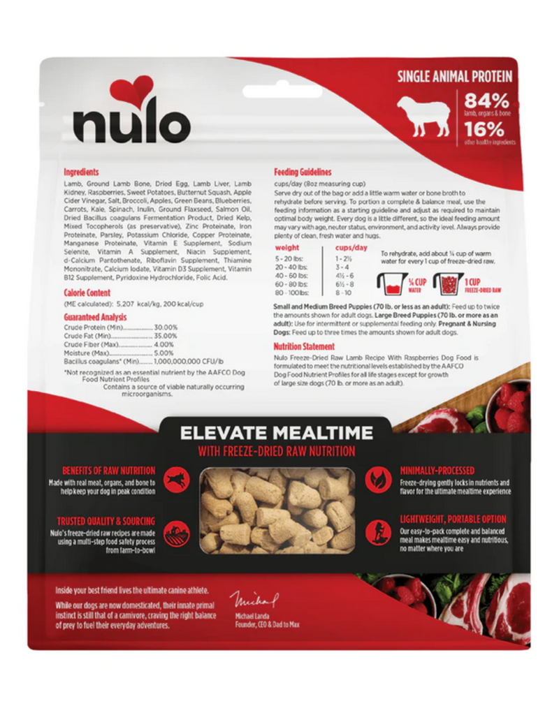 Nulo Nulo Freeze Dried Dog Food | Lamb & Raspberries Recipe 8 oz