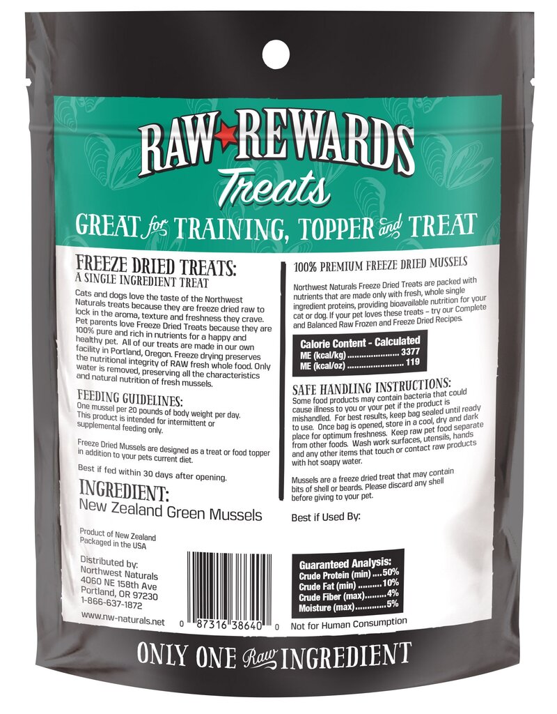 Northwest Naturals Northwest Naturals Raw Rewards Treats | Green Lipped Mussels 2 oz