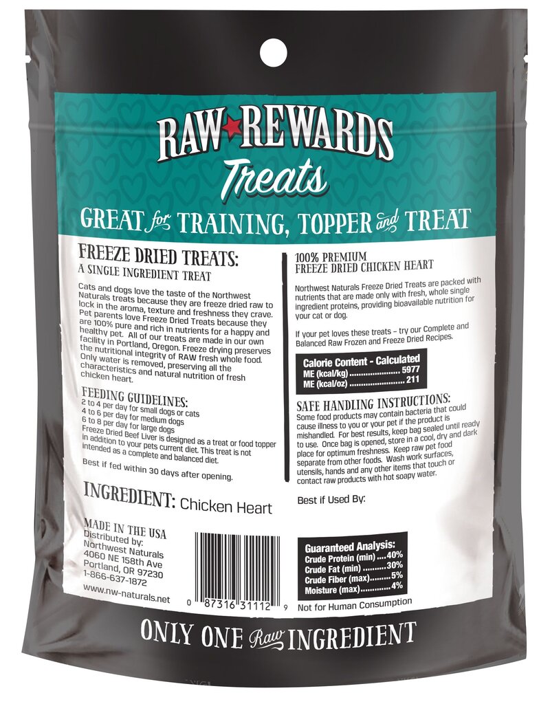 Northwest Naturals Northwest Naturals Raw Rewards Treats | Chicken Heart 3 oz