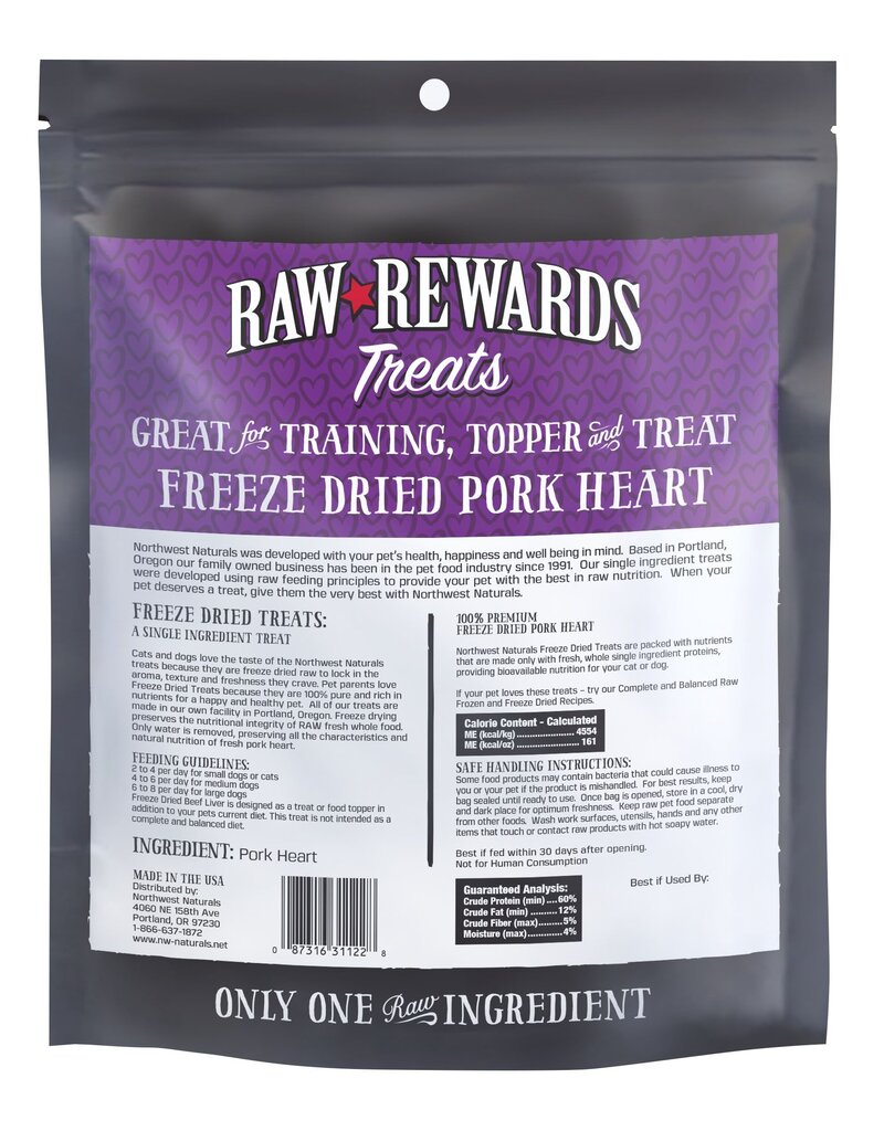 Northwest Naturals Northwest Naturals Raw Rewards Treats | Pork Heart 10 oz