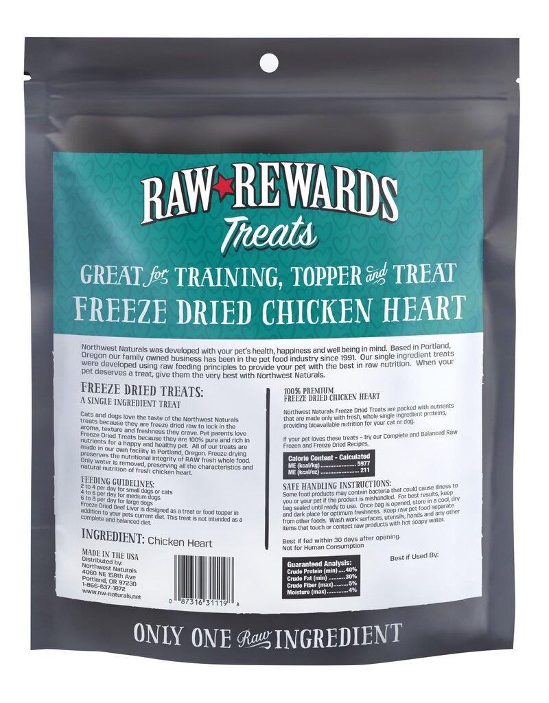 Northwest Naturals Northwest Naturals Raw Rewards Treats | Chicken Heart 10 oz