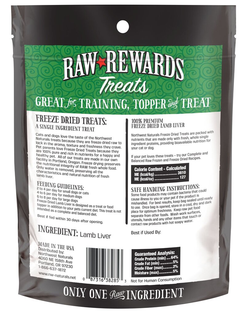Northwest Naturals Northwest Naturals Raw Rewards Treats | Lamb Liver 3 oz