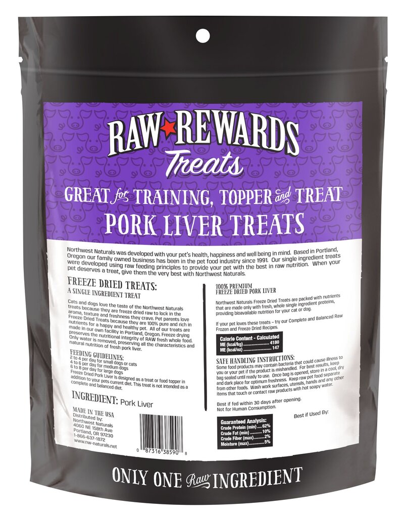 Northwest Naturals Northwest Naturals Raw Rewards Treats | Pork Liver 10 oz