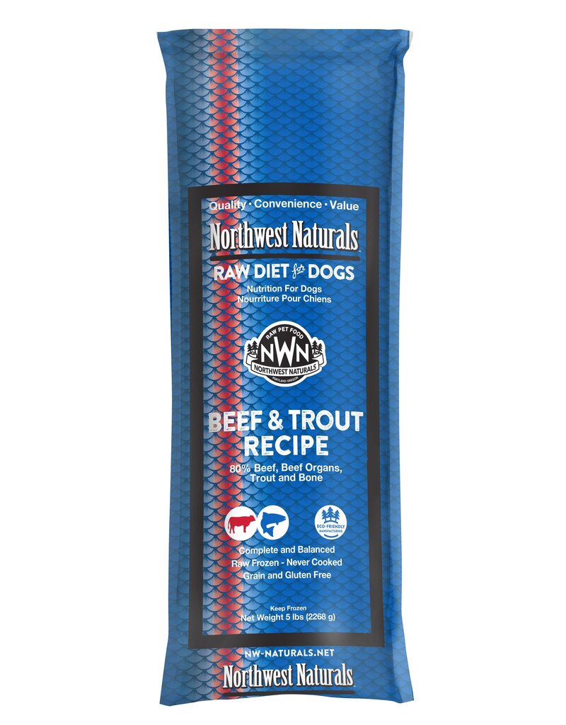 Northwest Naturals Northwest Naturals Frozen Chub | Beef & Trout 5 lb CASE (*Frozen Products for Local Delivery or In-Store Pickup Only. *) CASE