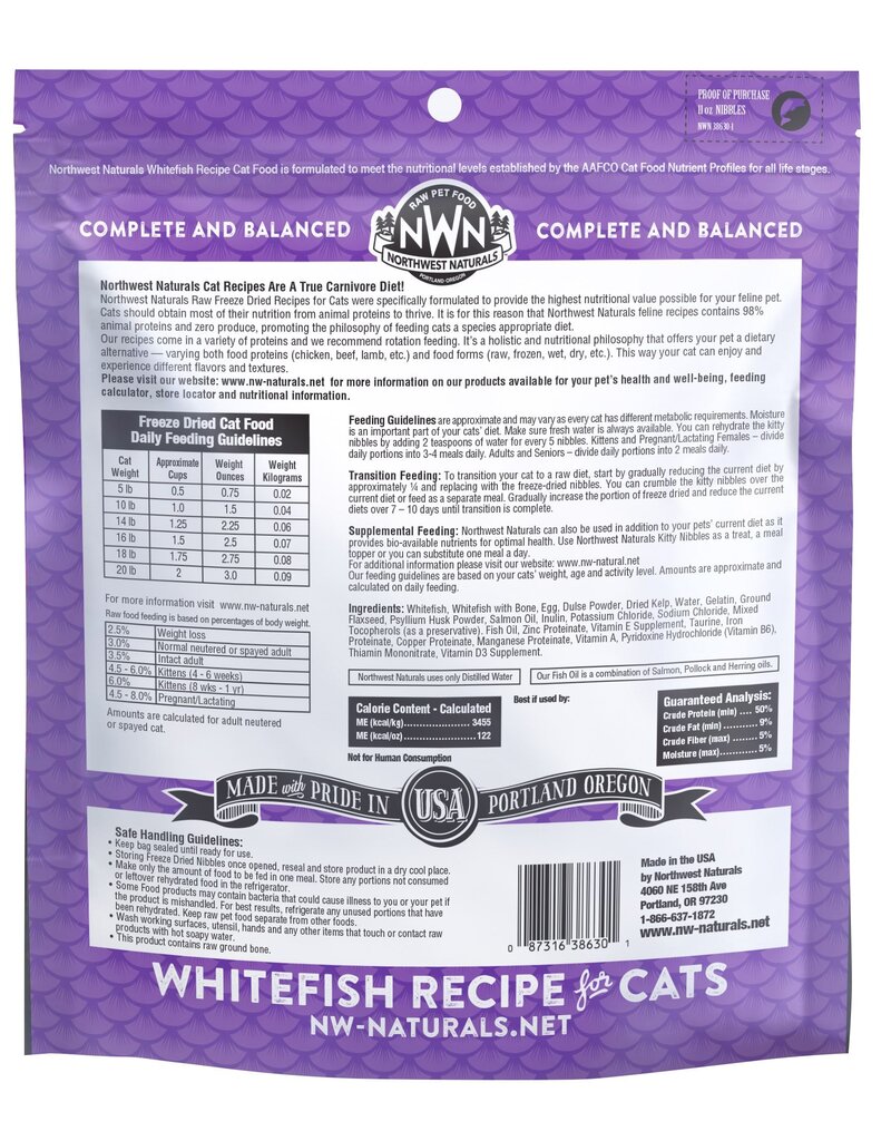 Northwest Naturals Northwest Naturals Freeze Dried Cat Food | Whitefish 11 oz