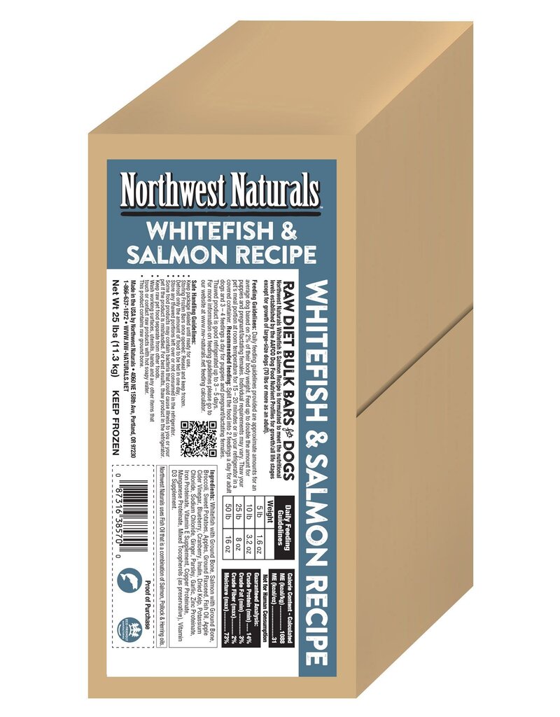 Northwest Naturals Northwest Naturals Frozen Bars Whitefish & Salmon 25 lb CASE (*Frozen Products for Local Delivery or In-Store Pickup Only. *)