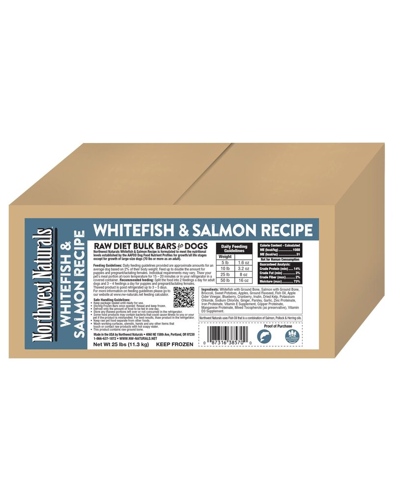 Northwest Naturals Northwest Naturals Frozen Bars Whitefish & Salmon 25 lb CASE (*Frozen Products for Local Delivery or In-Store Pickup Only. *)