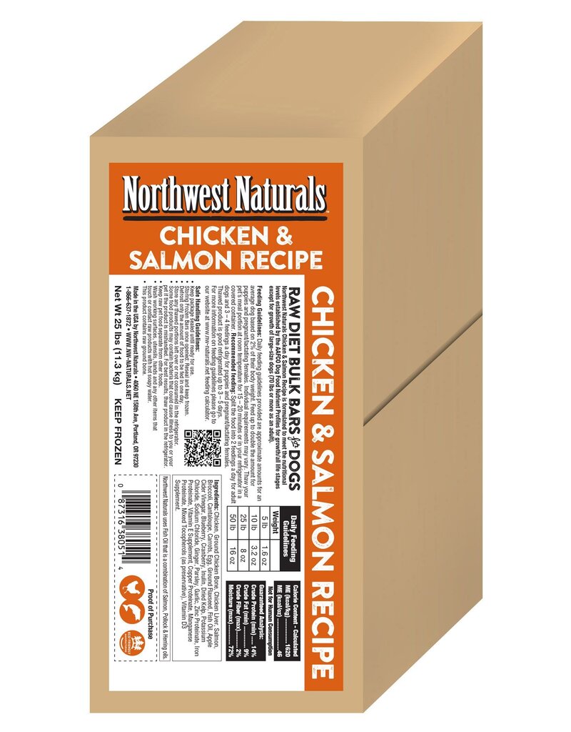 Northwest Naturals Northwest Naturals Frozen Bars Chicken & Salmon 25 lb CASE (*Frozen Products for Local Delivery or In-Store Pickup Only. *)