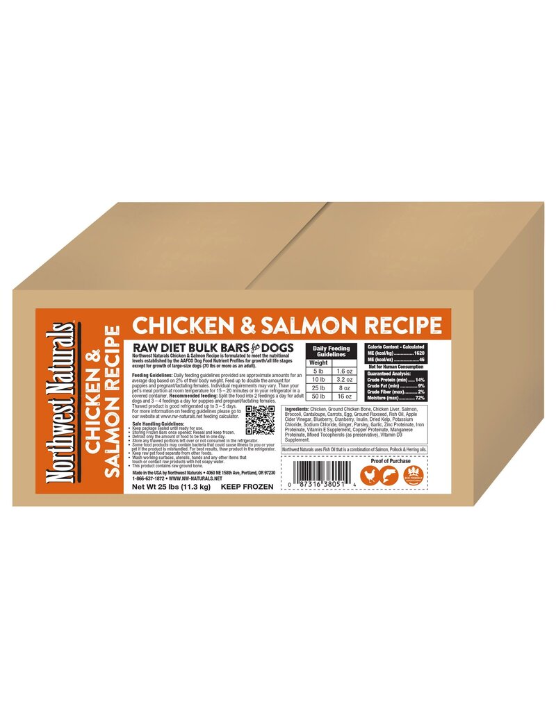 Northwest Naturals Northwest Naturals Frozen Bars Chicken & Salmon 25 lb CASE (*Frozen Products for Local Delivery or In-Store Pickup Only. *)