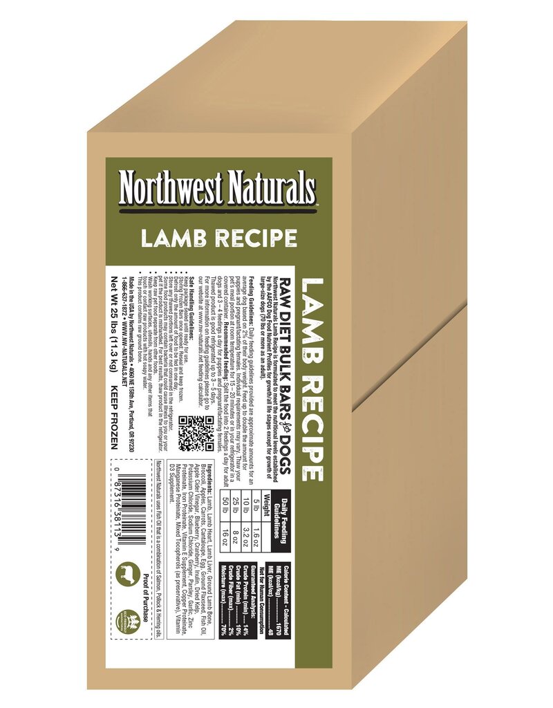 Northwest Naturals Northwest Naturals Frozen Bars Lamb 25 lb CASE (*Frozen Products for Local Delivery or In-Store Pickup Only. *)